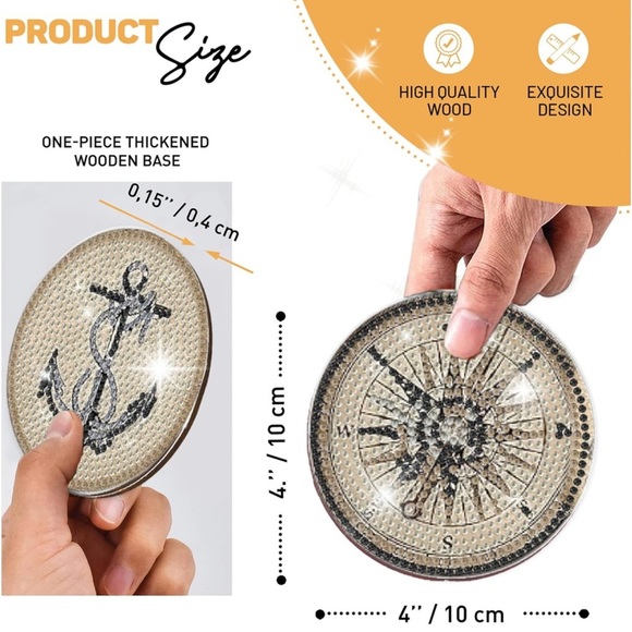 8 piece DIY Diamond Painting Coaster Set - Picture 3 of 4